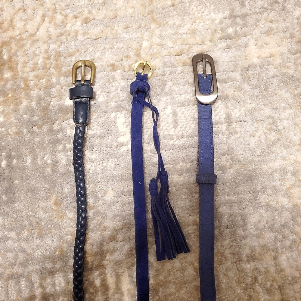 Set of 3 Blue Skinny Belts